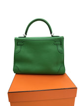 Hermes Kelly Ghillies 32 Bamboo Togo Swift Leather Palladium Hardware Handbag