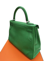 Hermes Kelly Ghillies 32 Bamboo Togo Swift Leather Palladium Hardware Handbag