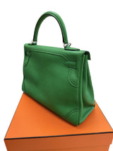 Hermes Kelly Ghillies 32 Bamboo Togo Swift Leather Palladium Hardware Handbag