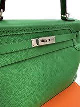 Hermes Kelly Ghillies 32 Bamboo Togo Swift Leather Palladium Hardware Handbag