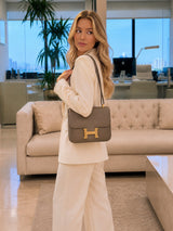 Hermes Constance 24 Brown Epsom Leather Crossbody Shoulder Bag