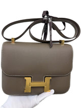 Alternate rear view of the Hermès Constance 24 Brown Epsom Leather Crossbody Shoulder Bag.