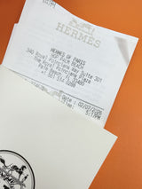 Product documentation displayed with the Hermès Constance 24 Brown Epsom Leather Crossbody Shoulder Bag.