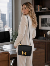 Hermes Constance 24 Epsom Leather 89 Noir Cross Body Shoulder Bag