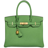 Hermes Birkin 30 Vert Yucca Togo Leather With Gold Hardware