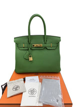 Hermes Birkin 30 Vert Yucca Togo Leather With Gold Hardware