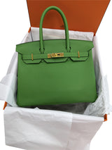 Hermes Birkin 30 Vert Yucca Togo Leather With Gold Hardware
