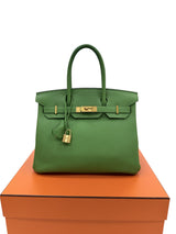 Hermes Birkin 30 Vert Yucca Togo Leather With Gold Hardware