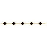 Van Cleef & Arpels 5 Onyx Motifs Vintage Alhambra Bracelet 18K Yellow Gold