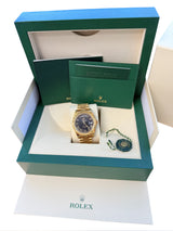 Rolex President Day-Date II 41mm Fluted Bezel 18K Gold Black Dial Watch 218238
