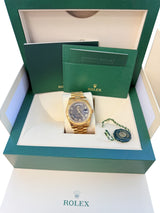 Rolex President Day-Date II 41mm Fluted Bezel 18K Gold Black Dial Watch 218238