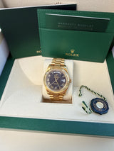 Rolex President Day-Date II 41mm Fluted Bezel 18K Gold Black Dial Watch 218238