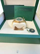 Rolex President Day-Date II 41mm Fluted Bezel 18K Gold Black Dial Watch 218238