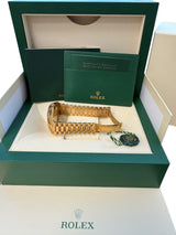 Rolex President Day-Date II 41mm Fluted Bezel 18K Gold Black Dial Watch 218238