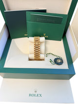 Rolex President Day-Date II 41mm Fluted Bezel 18K Gold Black Dial Watch 218238