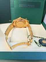 Rolex President Day-Date II 41mm Fluted Bezel 18K Gold Black Dial Watch 218238