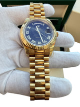 Rolex President Day-Date II 41mm Fluted Bezel 18K Gold Black Dial Watch 218238