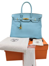 Hermès Birkin 35 Bleu Atoll Epsom Leather With Gold Hardware Handbag