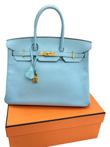 Hermès Birkin 35 Bleu Atoll Epsom Leather With Gold Hardware Handbag