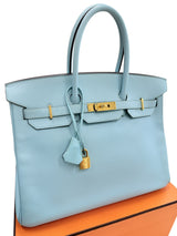 Hermès Birkin 35 Bleu Atoll Epsom Leather With Gold Hardware Handbag