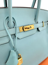 Hermès Birkin 35 Bleu Atoll Epsom Leather With Gold Hardware Handbag
