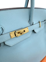 Hermès Birkin 35 Bleu Atoll Epsom Leather With Gold Hardware Handbag