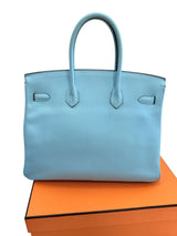 Hermès Birkin 35 Bleu Atoll Epsom Leather With Gold Hardware Handbag