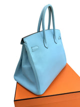 Hermès Birkin 35 Bleu Atoll Epsom Leather With Gold Hardware Handbag