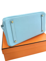 Hermès Birkin 35 Bleu Atoll Epsom Leather With Gold Hardware Handbag