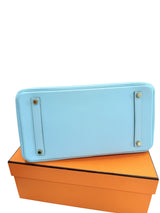 Hermès Birkin 35 Bleu Atoll Epsom Leather With Gold Hardware Handbag