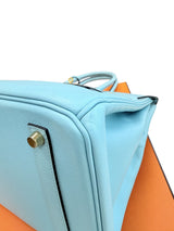Hermès Birkin 35 Bleu Atoll Epsom Leather With Gold Hardware Handbag