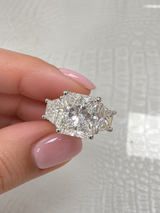 GIA Certified 7.97 CTW Radiant Cut Diamond Three-Stone Platinum Engagement Ring