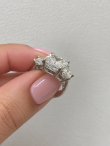 GIA Certified 7.97 CTW Radiant Cut Diamond Three-Stone Platinum Engagement Ring