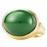 Tiffany & Co Elsa Peretti Cabochon Green Nephrite Jade Ring 18K Yellow Gold