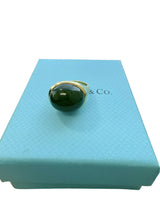 Tiffany & Co Elsa Peretti Cabochon Green Nephrite Jade Ring 18K Yellow Gold