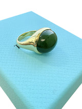Tiffany & Co Elsa Peretti Cabochon Green Nephrite Jade Ring 18K Yellow Gold
