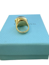 Tiffany & Co Elsa Peretti Cabochon Green Nephrite Jade Ring 18K Yellow Gold
