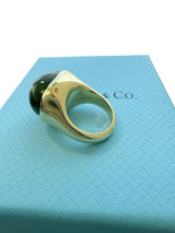 Tiffany & Co Elsa Peretti Cabochon Green Nephrite Jade Ring 18K Yellow Gold