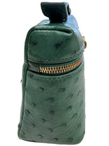 Loro Piana Ostrich L19 Extra Pocket Forest Leaves Green Pouch With Gold Hardware