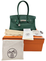 Hermès Birkin 29 Shoulder Light Vert Moyen Evercolor Leather Palladium Hardware