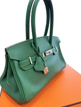 Hermès Birkin 29 Shoulder Light Vert Moyen Evercolor Leather Palladium Hardware