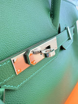 Hermès Birkin 29 Shoulder Light Vert Moyen Evercolor Leather Palladium Hardware