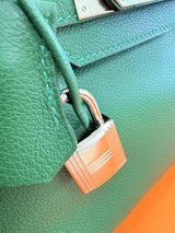 Hermès Birkin 29 Shoulder Light Vert Moyen Evercolor Leather Palladium Hardware