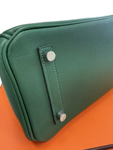Hermès Birkin 29 Shoulder Light Vert Moyen Evercolor Leather Palladium Hardware