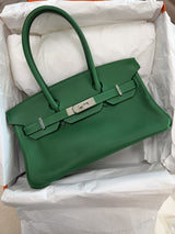 Hermès Birkin 29 Shoulder Light Vert Moyen Evercolor Leather Palladium Hardware