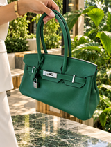 Hermès Birkin 29 Shoulder Light Vert Moyen Evercolor Leather Palladium Hardware