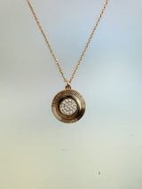 Damiani Orbital Diamond Pendant Necklace 18K Rose Gold 18.5 Inches 12.1g