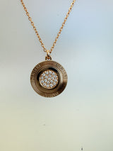 Damiani Orbital Diamond Pendant Necklace 18K Rose Gold 18.5 Inches 12.1g