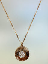 Damiani Orbital Diamond Pendant Necklace 18K Rose Gold 18.5 Inches 12.1g