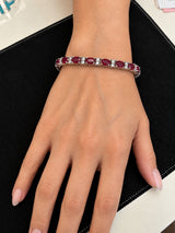 19 CTW Oval Ruby & Diamond Tennis Bracelet in 14K White Gold 7 Inches